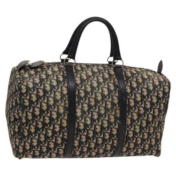 DIOR Trotter Canvas Boston Bag Navy Silver - Picture 1 of 12
